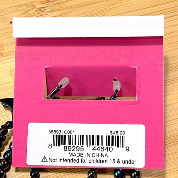 Brand New Betsey Johnson Halloween Bats Rainbow Oil Slick Beads Drop Earrings - Picture 15 of 16